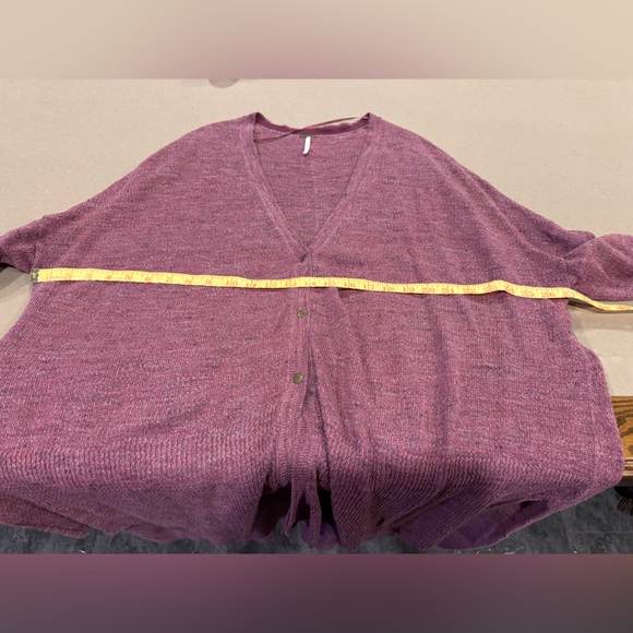 Free people TGIF Oversized SML cardigan raspberry pink high low marled - Picture 7 of 12